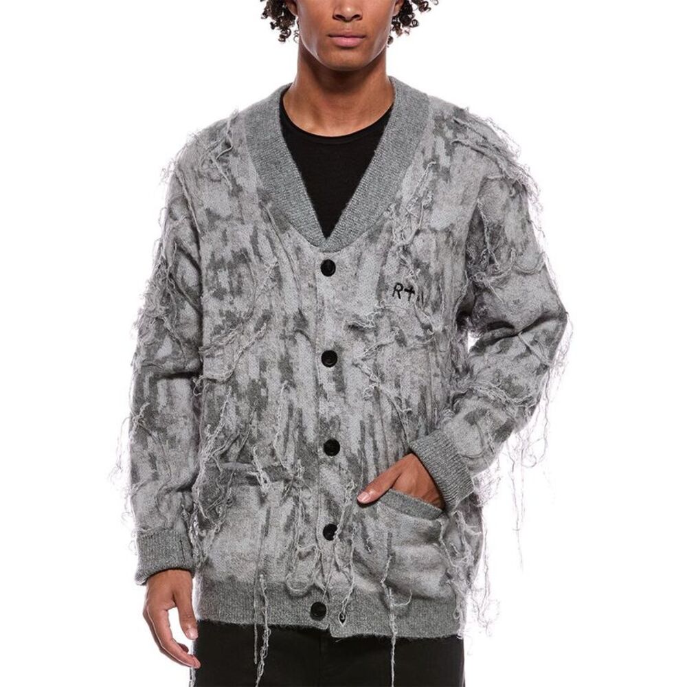 Rta Mens  Zephyr Mohair & Wool-Blend Cardigan, Gray